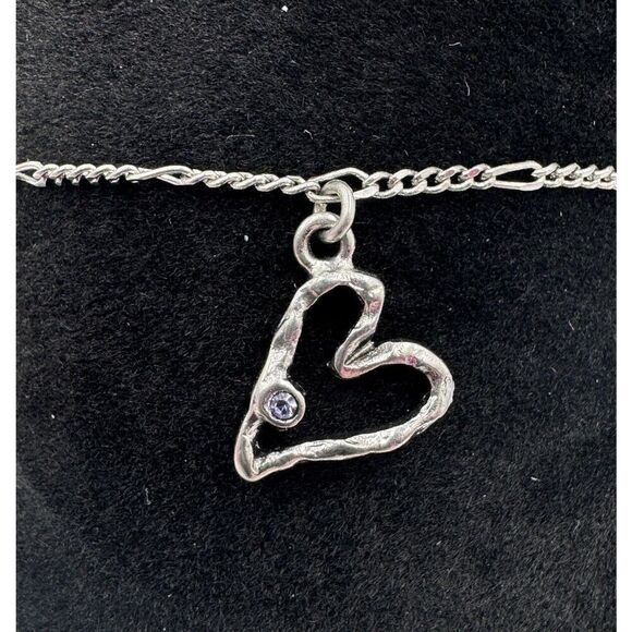 Marc Jacobs Delicate Silver Tone Figaro Heart Charm Rhinestone Love Bracelet - Picture 2 of 9